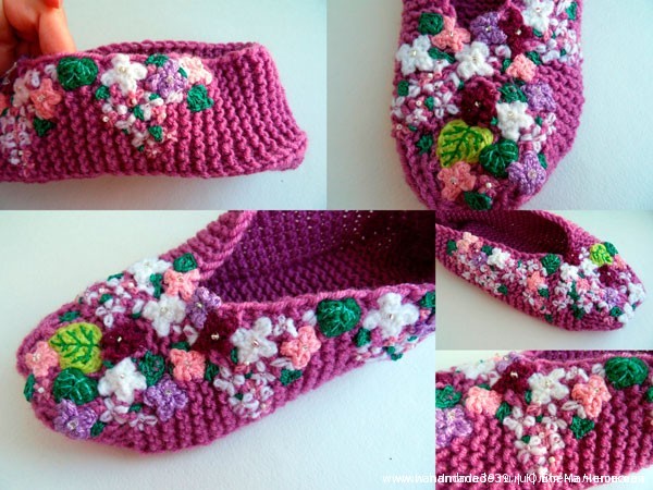 Knitted Slippers Lilac 06 Тапочки «Сирень»