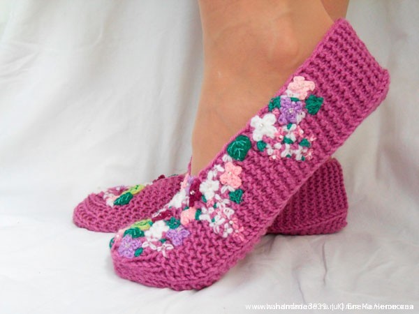 Knitted Slippers Lilac 07  